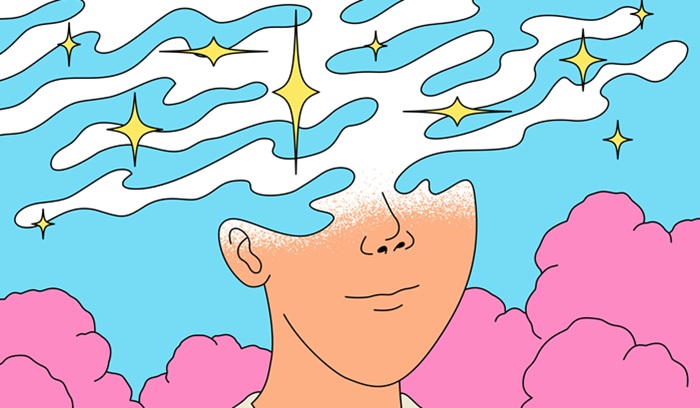 Illustration of human mind expanding and creating