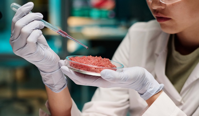 Woman Conducting Experiment on Alternative Lab-Grown Meat