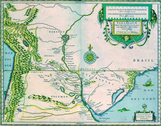 17th century map of the Río de la Plata basin, for article on founding of Montevideo