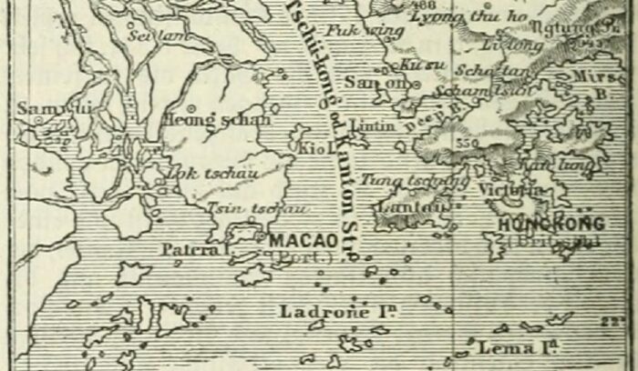 1888 German map of Hong Kong, for article on Macau golden age, for article on Macau trade route