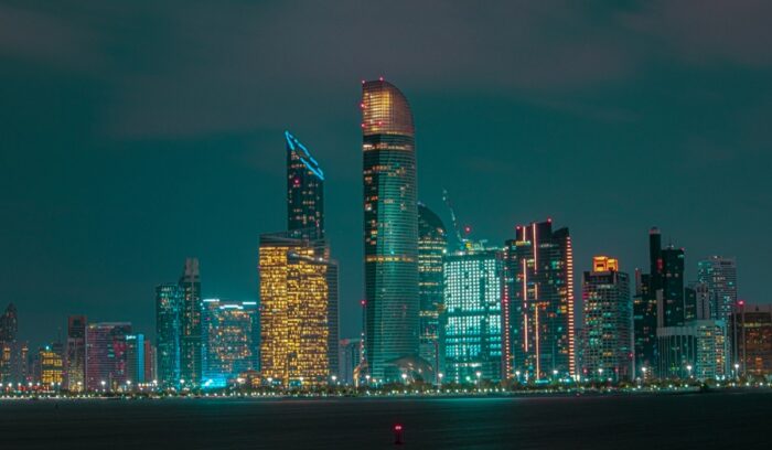 Abu Dhabi skyline at night