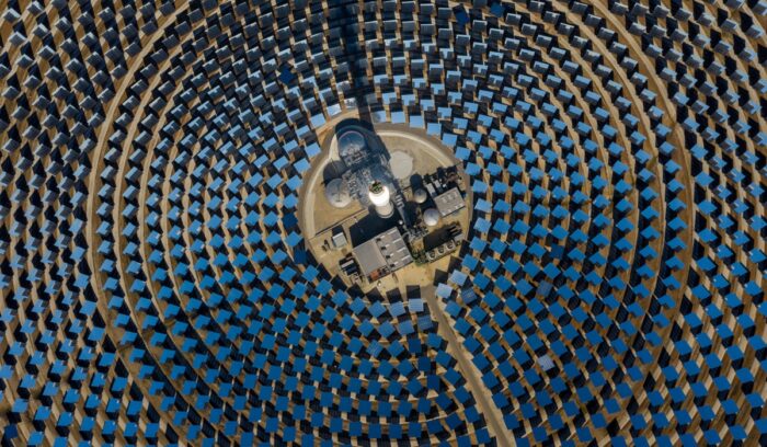 Aerial view of solar array|Solar array