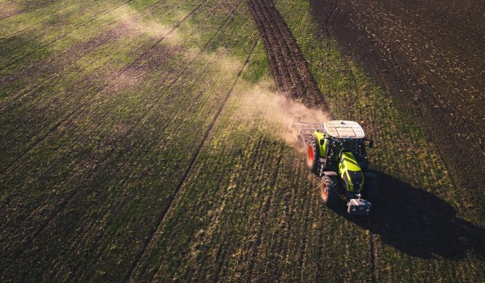 Aerial view of tractor