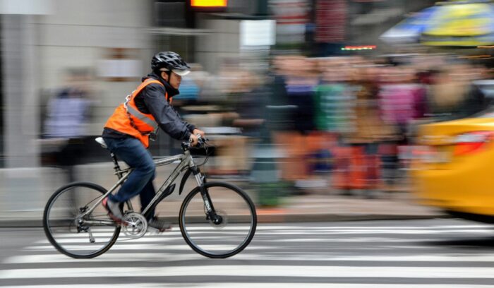 Bicyclist on city street