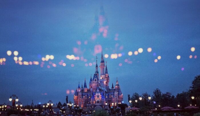 Blurry photo of Disneyland castle|park troopers unsplash
