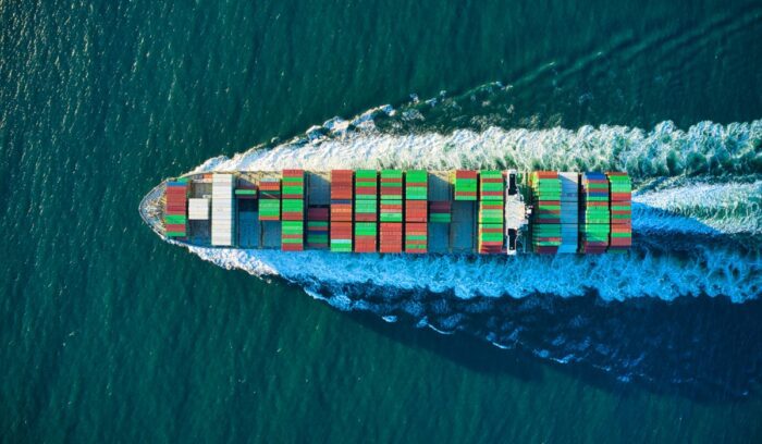 Cargo ship from above, for article on Baltic Sea wastewater ban