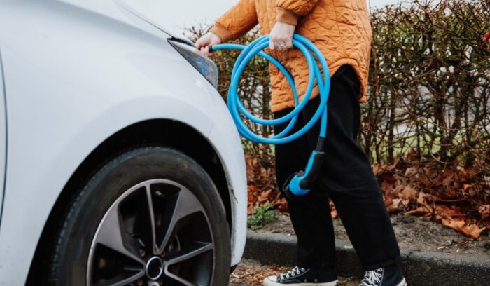 Charging an EV, for article on Australia EV market share