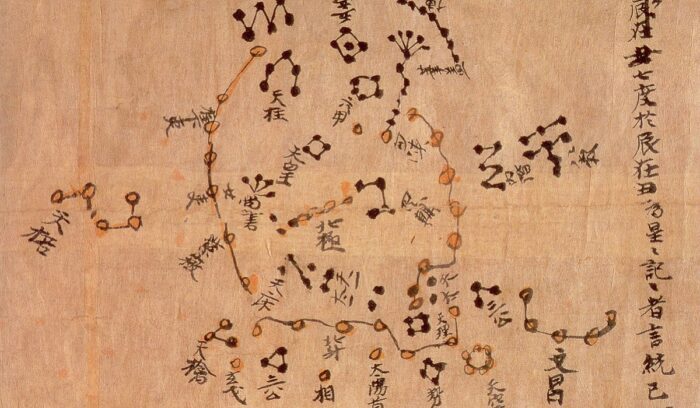 Detail of the Star Map from the Tang Dynasty showing the North Polar region, for article on dunhuang star map