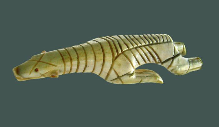 Dorset carving of a polar bear found on Igloolik Island, for article on Dorset culture