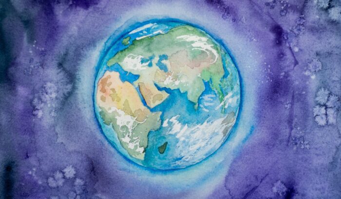 Drawing of Earth, for article on first Earth Day