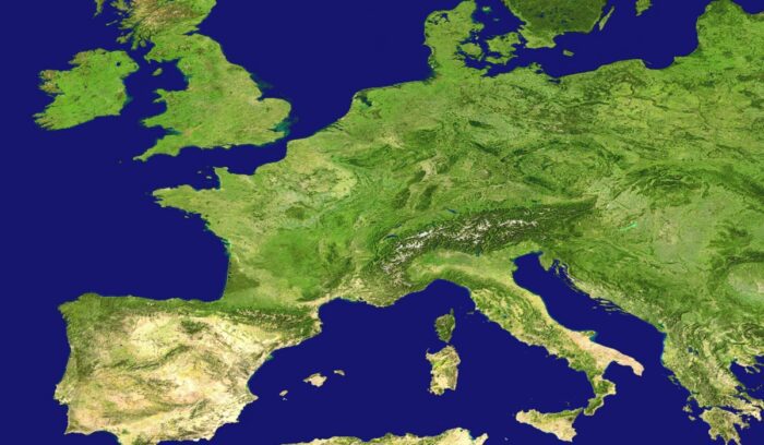Europe map, for article on early humans in Europe