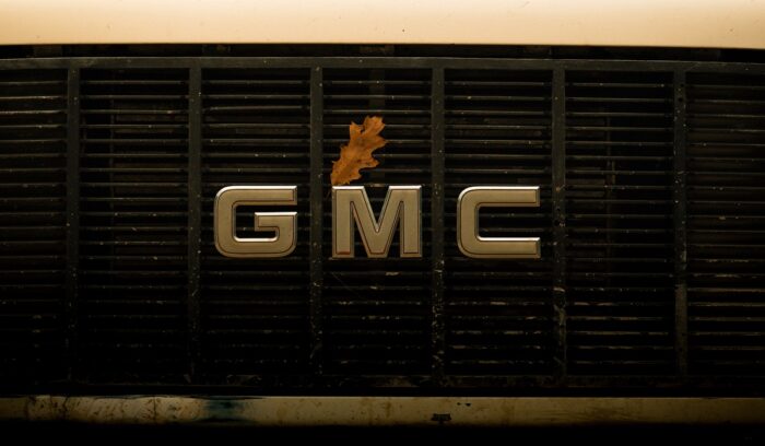 Front of GMC truck, for article on electric truck manufacturing