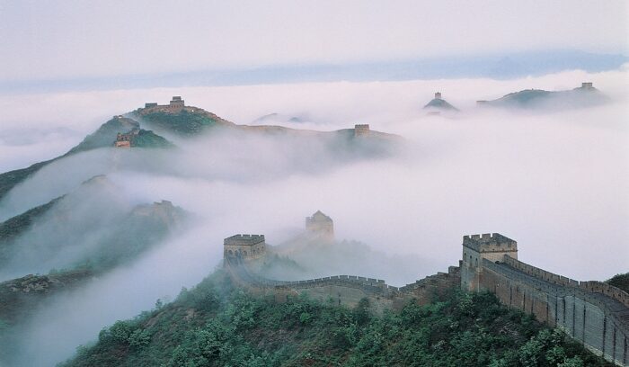 Great Wall of China in fog, for article on great wall of china construction