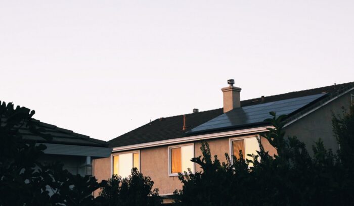 House with solar panels, for article on solar power installations