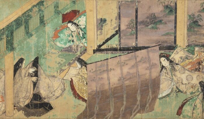Illustrated scroll of Tale of Genji, for article on heian period japan