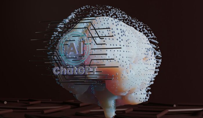 Illustration of the ChatGPT logo on a brain