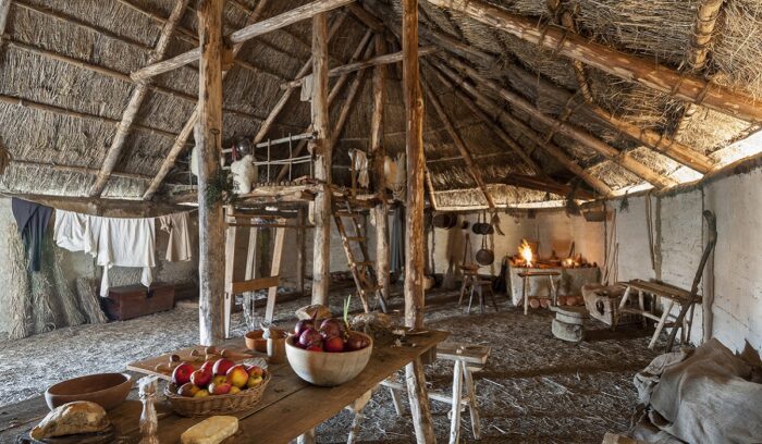 Inside a longhouse, for article on neolithic long house