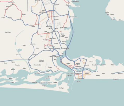 Lagos map, for article on Awori people Lagos