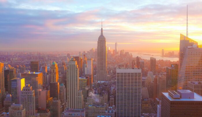 Manhattan skyline, for article on medical debt relief