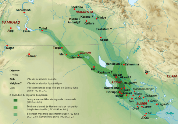 Map of Babylonia, for article on first babylonian dynasty