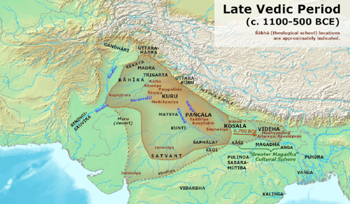 Map of Late Vedic Culture, for article on vanga kingdom