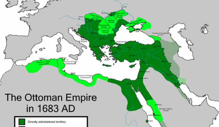 Map of Ottoman Empire 1683 C.E., for article on Ottoman Empire founding