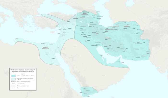Map of Sasanian Empire, for article on Sasanian Empire
