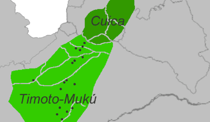 Map of Timote-Cuica territory, for article on Timoto-Cuica culture