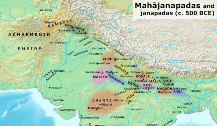 Map of Vajji (the Licchavika dependencies within the Vajjika League), for article on Vaishali republic ancient India