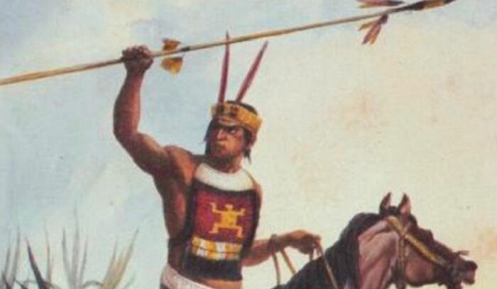 Painting of a Charrúa warrior, for article on Charrúa peoples