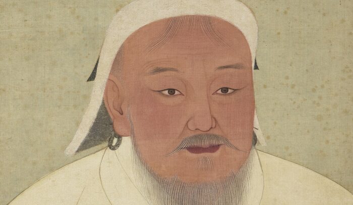 Portrait of Genghis Khan, for article on Mongol law code