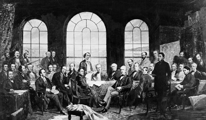 Robert Harris' 1884 painting, for article on Canadian confederation