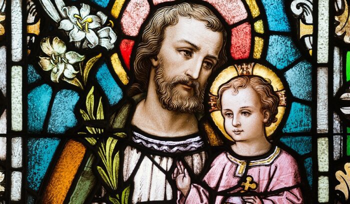 Saint Joseph stained glass, for article on peace movements