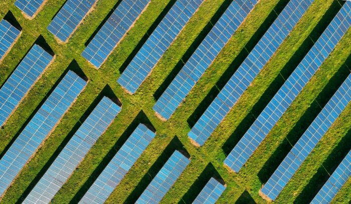 Solar farm from above, for article on India solar capacity additions, for article on India solar capacity