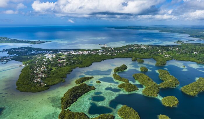 Streets of Palau Koror and coves of coral reefs, for article on High Seas Treaty