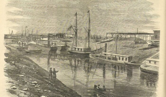 Suez Canal drawing 1869, for article on Suez Canal opening