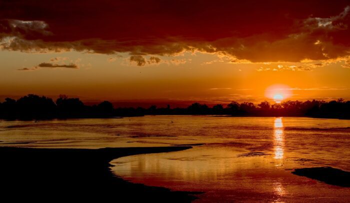 Sunset over the Luangwa River, for article on Zambian kingdoms