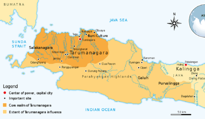 Taruma Kingdom map, for article on Tarumanagara inscriptions