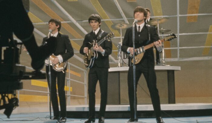 The Beatles performing on The Ed Sullivan Show on February 9, for article on Beatles Ed Sullivan debut