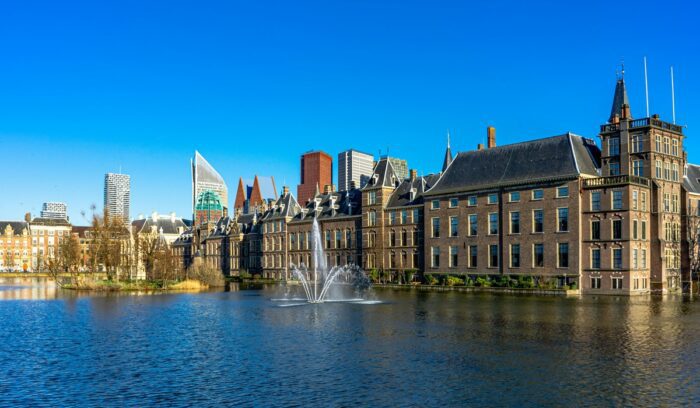 The Hague waterfront and buildings, for article on fossil fuel ad ban