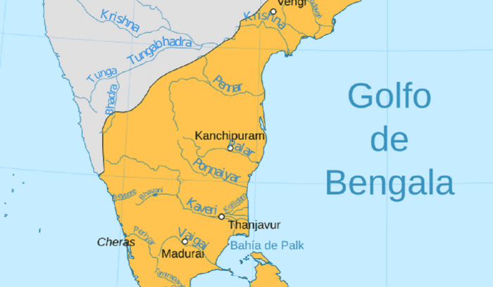 The Pandya dynasty at its greatest extent in 1290 CE under Maravarman Kulasekara Pandyan I, for article on Pandya dynasty