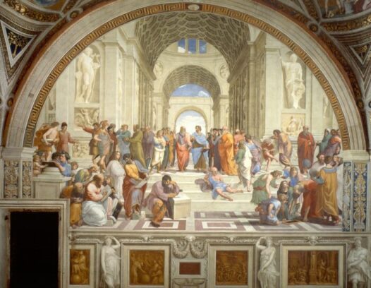 The School of Athens by Raffaello Sanzio da Urbino, for article on school of athens, for article on Athenian democracy