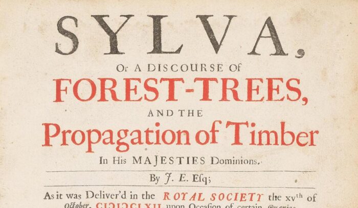 Title page of Sylva, for article on forest conservation