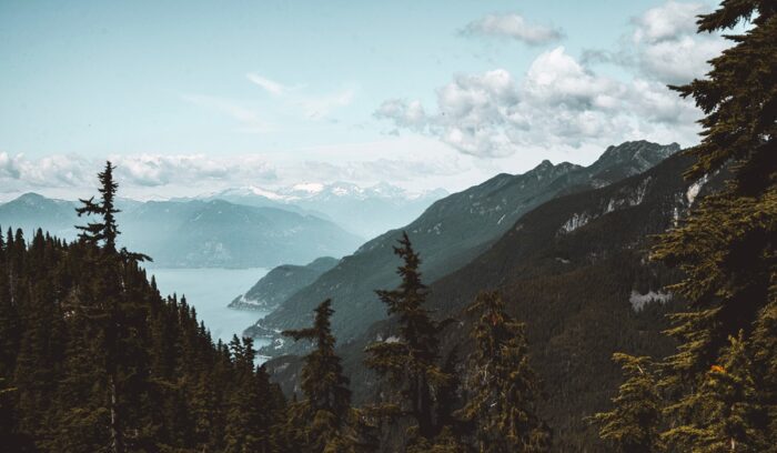View of mountains and water in British Columbia, for article on BC nature conservation agreement