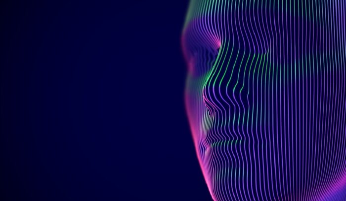 Virtual reality or cyberspace concept: digital human or robot head, for article on brain-computer interface
