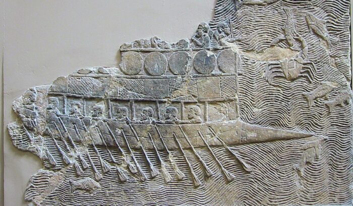 Warship with two rows of oars, for article on Phoenician civilization