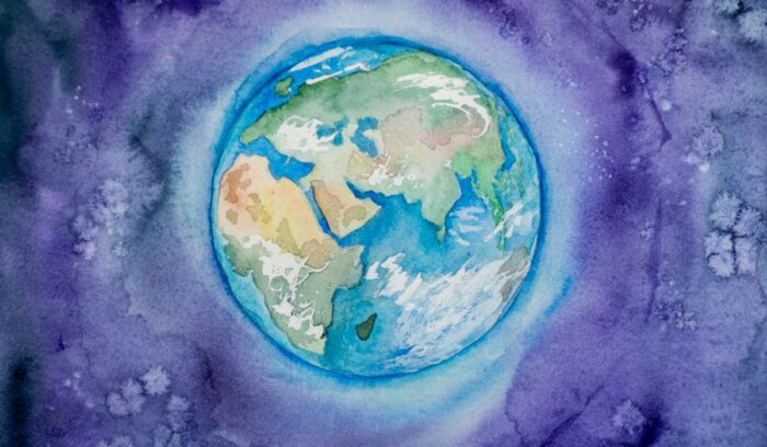 Watercolor painting of Earth|f dd b c