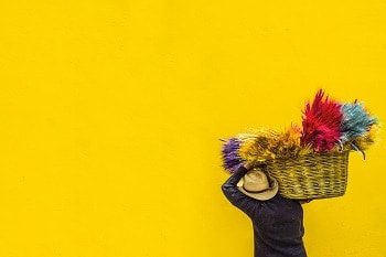 Woman carrying basket, for article on basket weaving southern Europe