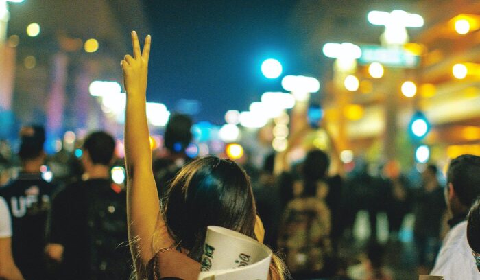 Woman protesting