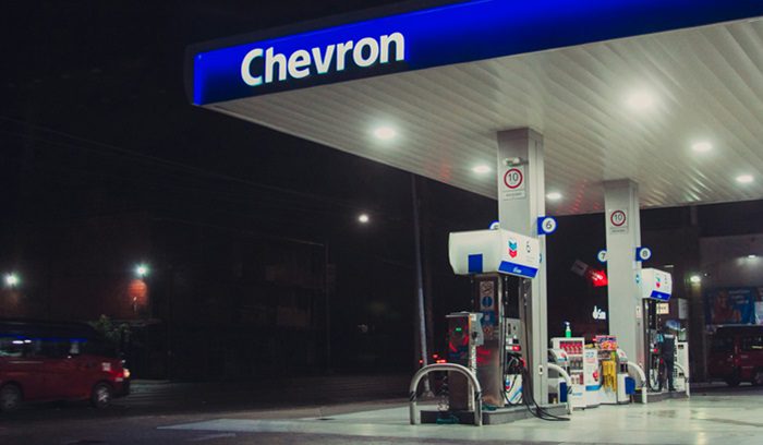 Chevron gas station located near a Louisiana wetlands restoration project site along the coast, for article on Louisiana wetlands restoration
